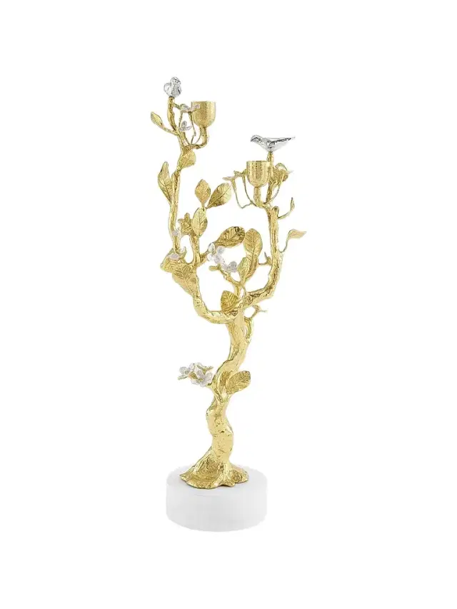Michael Aram Lovebirds Silver & Gold Candlebra