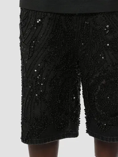 Purple Brand Men's Embellished Denim Shorts - Black - Size 40 | Thumbnail 4 Purple Brand Men's Embellished Denim Shorts - Black - Size 40 | Thumbnail 4