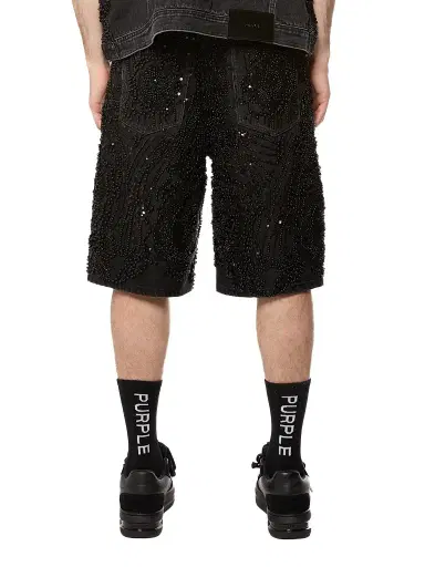 Purple Brand Men's Embellished Denim Shorts - Black - Size 40 | Thumbnail 6 Purple Brand Men's Embellished Denim Shorts - Black - Size 40 | Thumbnail 6