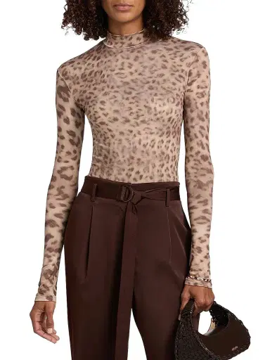 Lapointe Women's Leopard-Print Jersey Bodysuit - Snow Leopard | Thumbnail 3