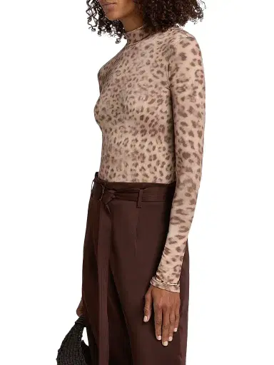 Lapointe Women's Leopard-Print Jersey Bodysuit - Snow Leopard | Thumbnail 4