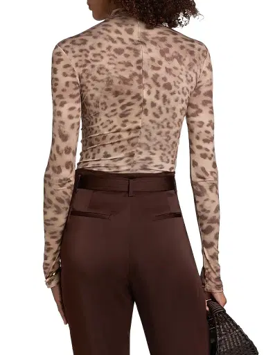 Lapointe Women's Leopard-Print Jersey Bodysuit - Snow Leopard | Thumbnail 5