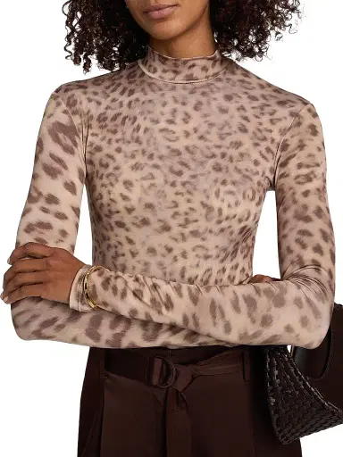 Lapointe Women's Leopard-Print Jersey Bodysuit - Snow Leopard | Thumbnail 7