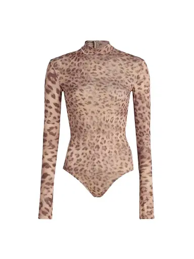 Lapointe Women's Leopard-Print Jersey Bodysuit - Snow Leopard | Thumbnail 1