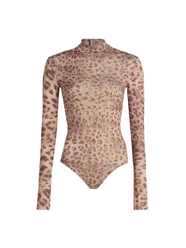 Lapointe Women's Leopard-Print Jersey Bodysuit - Snow Leopard