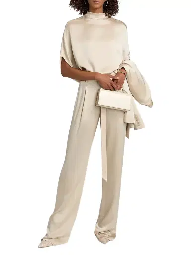 Lapointe Women's Satin Cape T-Shirt - Sand | Thumbnail 2 Lapointe Women's Satin Cape T-Shirt - Sand | Thumbnail 2