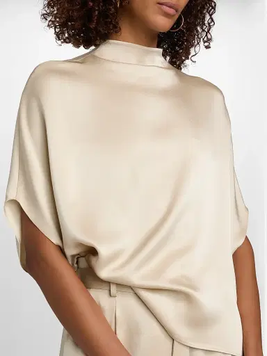 Lapointe Women's Satin Cape T-Shirt - Sand | Thumbnail 6 Lapointe Women's Satin Cape T-Shirt - Sand | Thumbnail 6