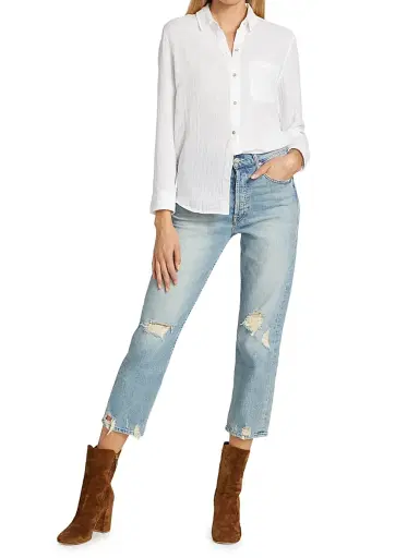 RAILS Women's Ellis Cotton Button-Down Shirt - White - Size Large | Thumbnail 2