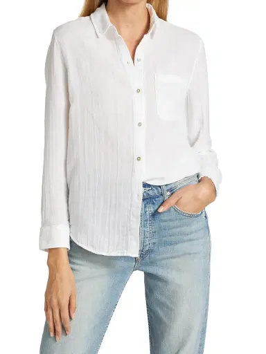 RAILS Women's Ellis Cotton Button-Down Shirt - White - Size Large | Thumbnail 3