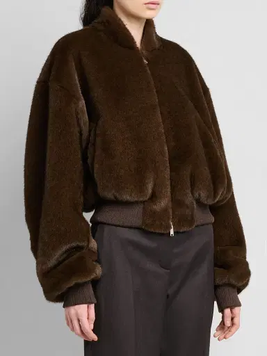 Stella McCartney Women's Plush Faux-Fur Bomber Jacket | Thumbnail 4 Stella McCartney Women's Plush Faux-Fur Bomber Jacket | Thumbnail 4