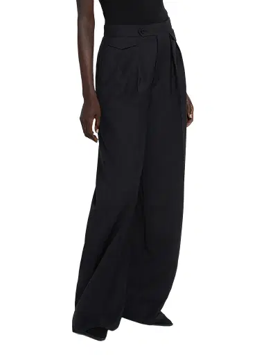 Issey Miyake Women's Honest Ensemble Wool-Blend Pants - Black - Size Medium | Thumbnail 4