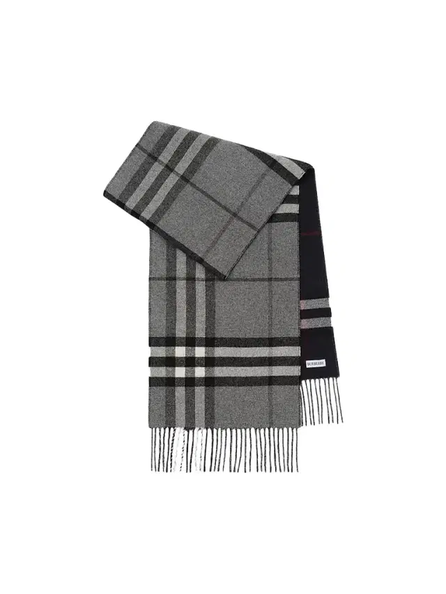 Burberry Men's Reversible Check Cashmere Scarf - Marlbo Rough Grey Ink