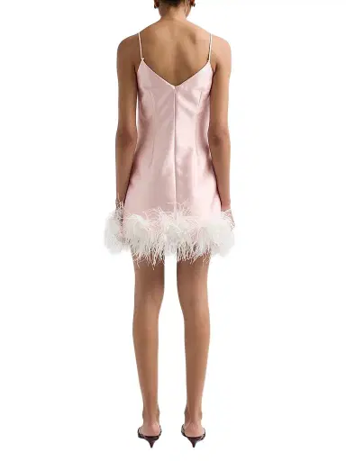 Self-Portrait Women's Feather-Hem Taffeta Mini Dress - Pink | Thumbnail 3