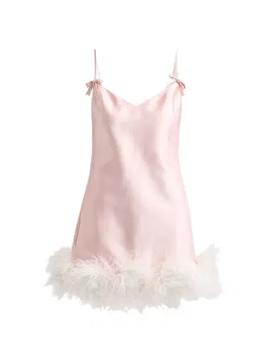 Self-Portrait Women's Feather-Hem Taffeta Mini Dress - Pink | Thumbnail 1