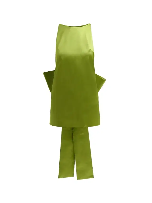 Self-Portrait Women's Satin Bow Mini Dress - Green