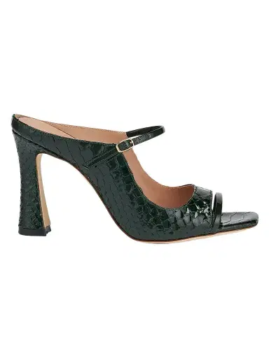 Malone Souliers Women's Rania 90MM Croc-Embossed Leather Sandals - Green | Thumbnail 1