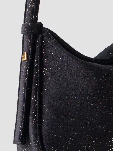 Akris Women's Anna Mini Speckled Velvet Hobo Bag - Black Met | Thumbnail 5 Akris Women's Anna Mini Speckled Velvet Hobo Bag - Black Met | Thumbnail 5