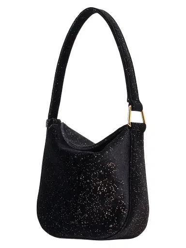 Akris Women's Anna Mini Speckled Velvet Hobo Bag - Black Met | Thumbnail 6 Akris Women's Anna Mini Speckled Velvet Hobo Bag - Black Met | Thumbnail 6