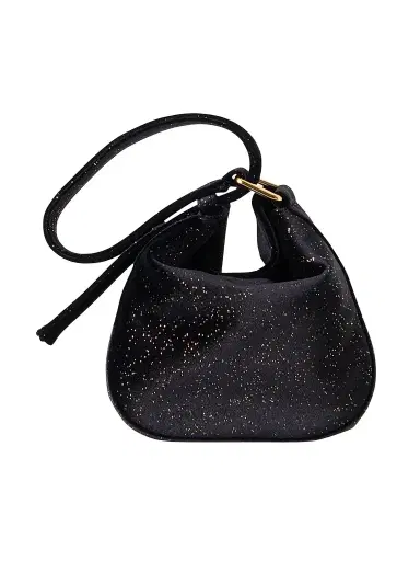 Akris Women's Anna Mini Speckled Velvet Hobo Bag - Black Met | Thumbnail 7 Akris Women's Anna Mini Speckled Velvet Hobo Bag - Black Met | Thumbnail 7