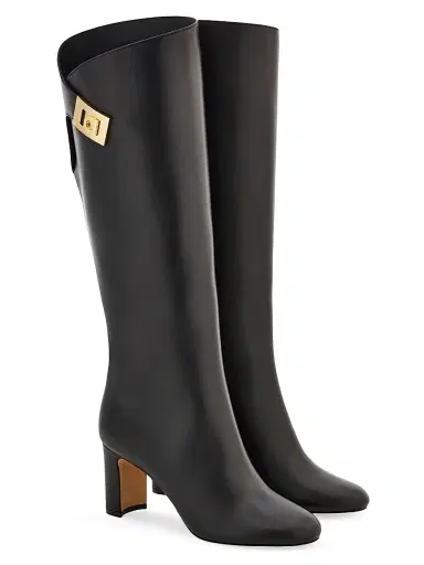 Ferragamo Women's Elli 70MM Hug Buckle-Detail Leather Boots | Thumbnail 2 Ferragamo Women's Elli 70MM Hug Buckle-Detail Leather Boots | Thumbnail 2