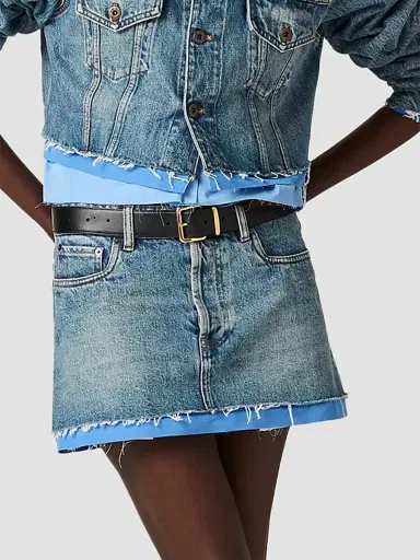 Miu Miu Women's Denim and Poplin Mini Skirt - Blue - Size 8 | Thumbnail 3