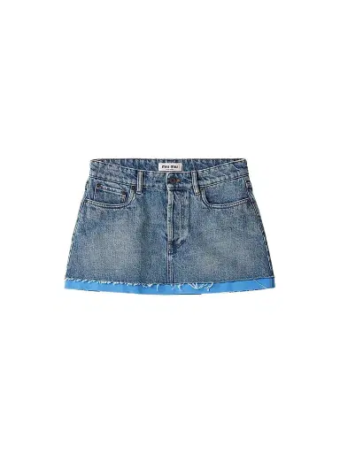 Miu Miu Women's Denim and Poplin Mini Skirt - Blue - Size 8 | Thumbnail 1