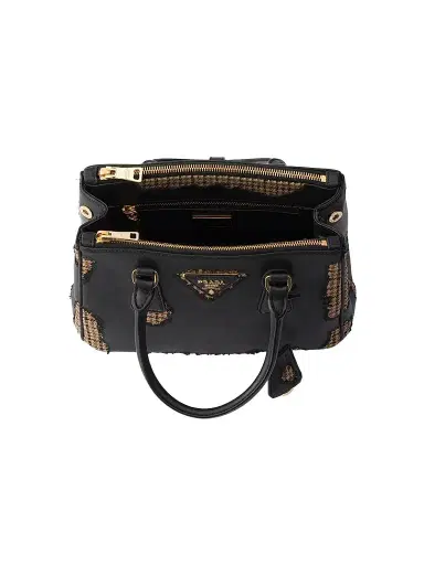 Prada Women's Galleria Large Nappa Leather and Wool Top Handle Bag | Thumbnail 4 Prada Women's Galleria Large Nappa Leather and Wool Top Handle Bag | Thumbnail 4