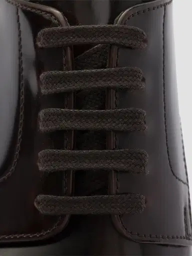 Prada Men's Brushed Leather Lace-Up Shoes - Brown | Thumbnail 5