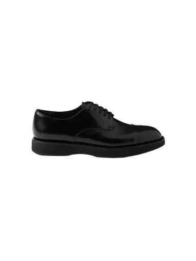Prada Men's Brushed Leather Lace-Up Shoes - Brown | Thumbnail 1