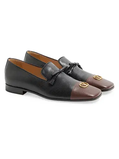 Valentino Garavani Men's Babouchoes Kidskin Loafers - Black Bark Brown - Size 9 | Thumbnail 2