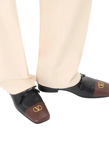 Valentino Garavani Men's Babouchoes Kidskin Loafers - Black Bark Brown - Size 9 | Thumbnail 7
