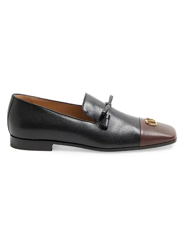 Valentino Garavani Men's Babouchoes Kidskin Loafers - Black Bark Brown - Size 9