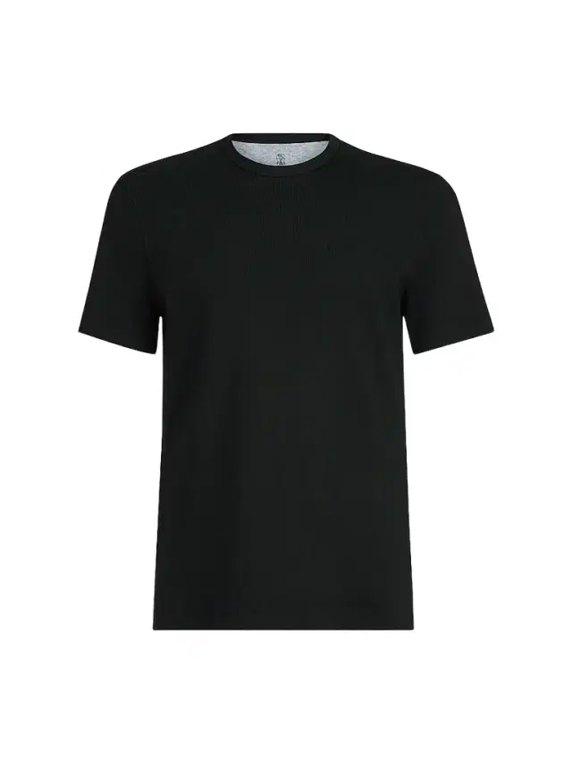 Brunello Cucinelli Men's Stretch Cotton and Modal Ribbed Jersey Crewneck T-Shirt - Black