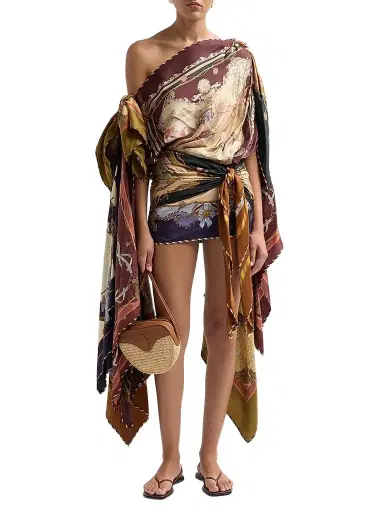 Zimmermann Women's Valiant Printed Silk Draped Scarf Mini Dress | Thumbnail 2 Zimmermann Women's Valiant Printed Silk Draped Scarf Mini Dress | Thumbnail 2