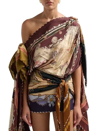 Zimmermann Women's Valiant Printed Silk Draped Scarf Mini Dress | Thumbnail 5 Zimmermann Women's Valiant Printed Silk Draped Scarf Mini Dress | Thumbnail 5