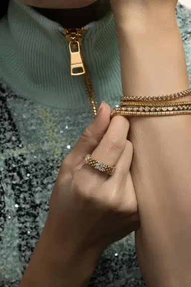 ROBERTO DEMEGLIO Diamond Bezel Stretch Tennis Bracelet - Rose Gold | Thumbnail 3