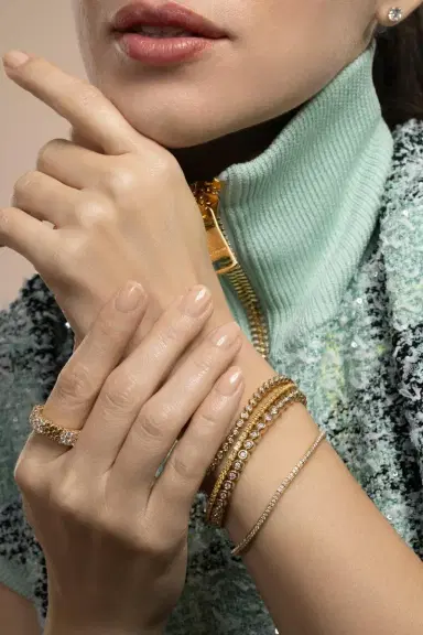 ROBERTO DEMEGLIO Diamond Bezel Stretch Tennis Bracelet - Yellow Gold | Thumbnail 3