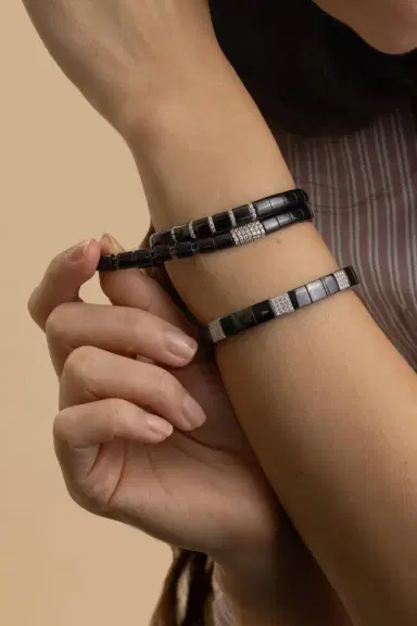 ROBERTO DEMEGLIO Diamond Black Ceramic Seven Bar Pura Bracelet | Thumbnail 2