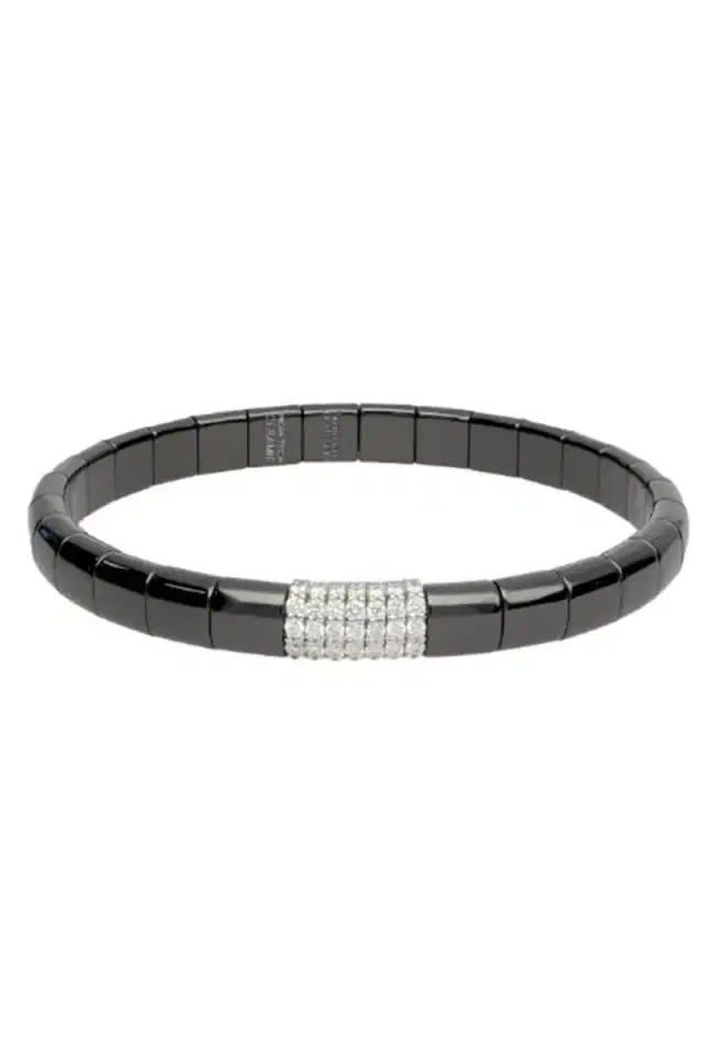 ROBERTO DEMEGLIO Diamond Black Ceramic Seven Bar Pura Bracelet
