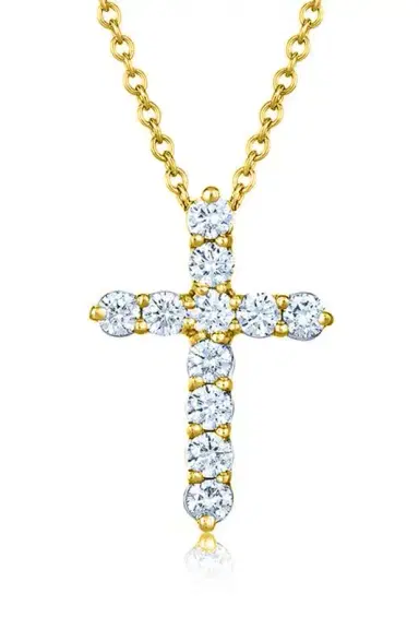 KWIAT Diamond Cross Pendant Necklace - 0.5ctw - Yellow Gold | Thumbnail 1