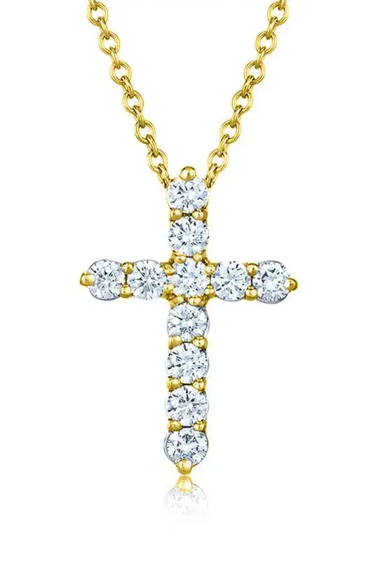 KWIAT Diamond Cross Pendant Necklace - 0.5ctw - Yellow Gold