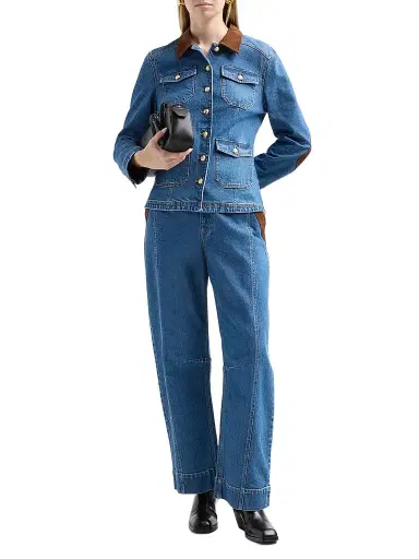 Cinq à Sept Women's Dillon Suede-Waist Jeans - Salt Breeze Sepia | Thumbnail 2