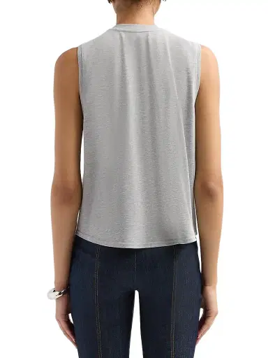 Cinq à Sept Women's Sibylle Embellished Printed Cotton-Blend Top - Heather Grey | Thumbnail 3