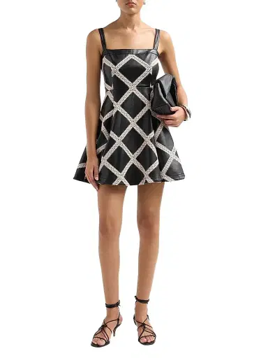 Cinq à Sept Women's Jelena Faux Leather Mini Dress - Black Gardenia | Thumbnail 2