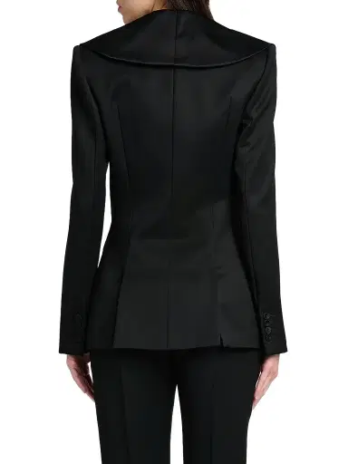 McQueen Women's Draped Satin Lapel Single-Breasted Jacket - Black | Thumbnail 3
