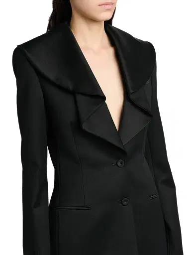 McQueen Women's Draped Satin Lapel Single-Breasted Jacket - Black | Thumbnail 5