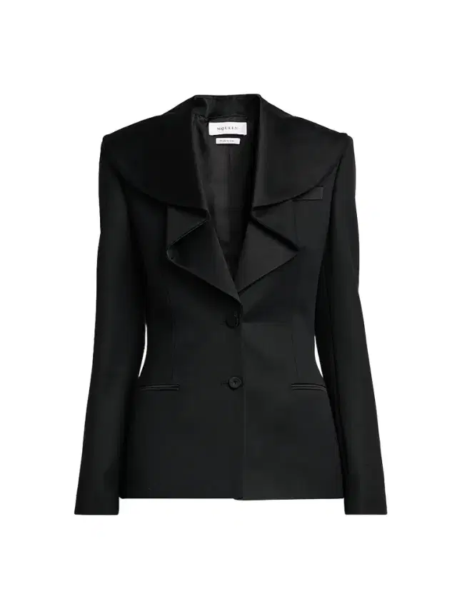 McQueen Women's Draped Satin Lapel Single-Breasted Jacket - Black