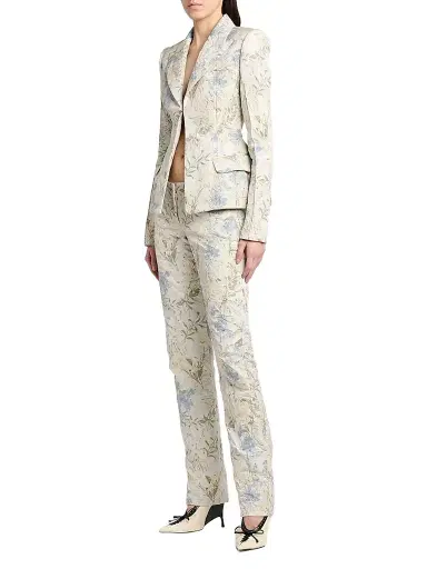 McQueen Women's Bumster Floral Jaquard Trousers - Lemon Blue | Thumbnail 2 McQueen Women's Bumster Floral Jaquard Trousers - Lemon Blue | Thumbnail 2