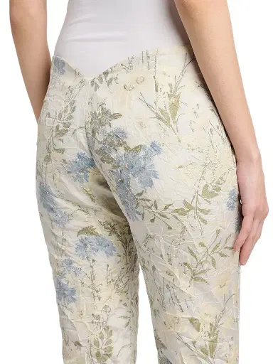 McQueen Women's Bumster Floral Jaquard Trousers - Lemon Blue | Thumbnail 5 McQueen Women's Bumster Floral Jaquard Trousers - Lemon Blue | Thumbnail 5