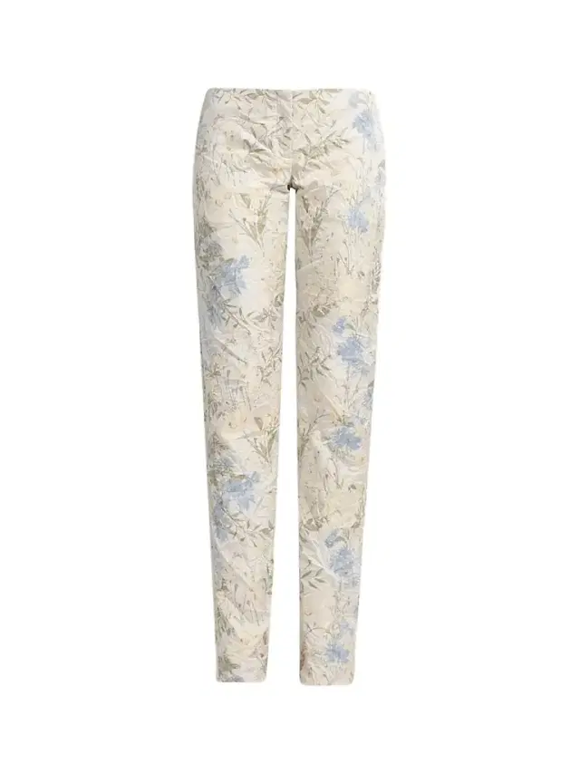 McQueen Women's Bumster Floral Jaquard Trousers - Lemon Blue